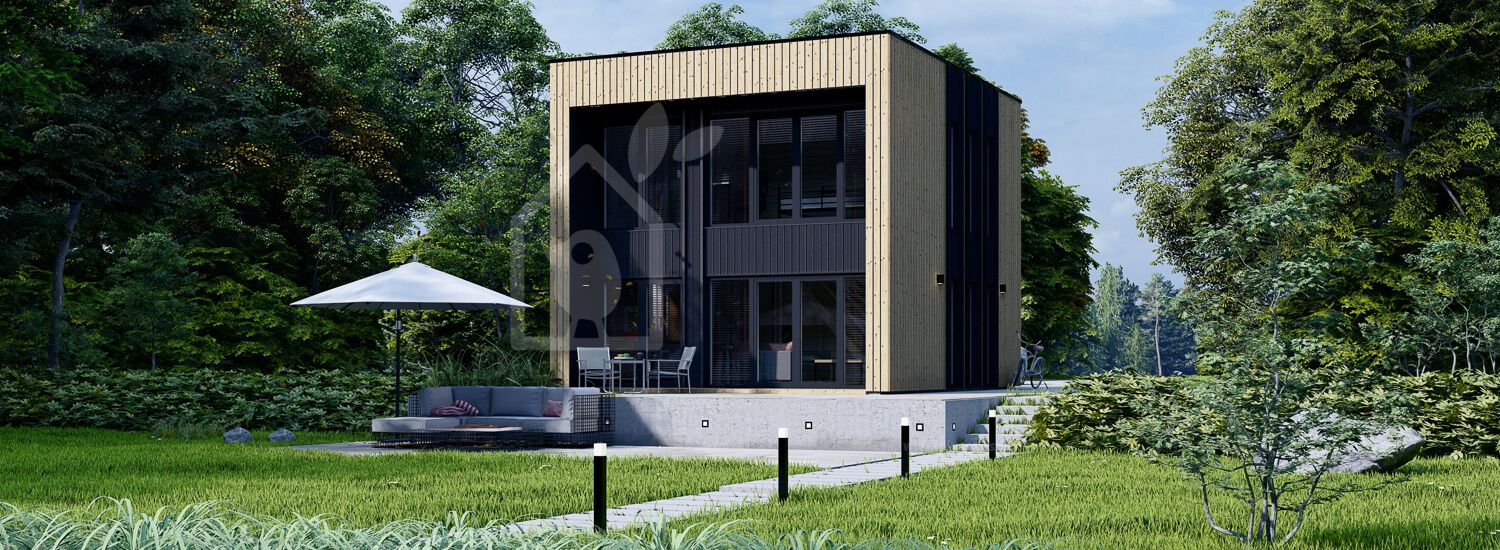 Houten huis KAYA 4 (44 mm + gevelbekleding), 64 m² visualisatie 1