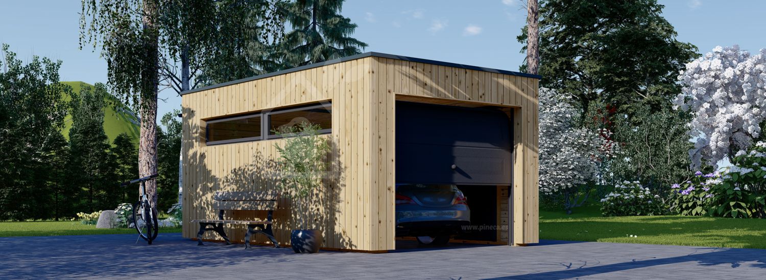 Houten garage SILVIA F (34 mm + gevelbekleding), 3,4x5,4 m, 20 m² visualisatie 1